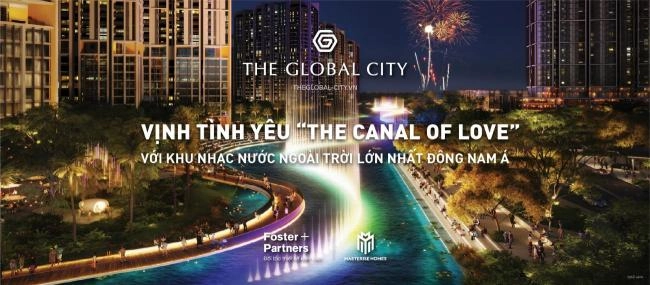 Khám phá kênh đào nhạc nước The Global City - The Canal of Love lớn nhất ĐNA