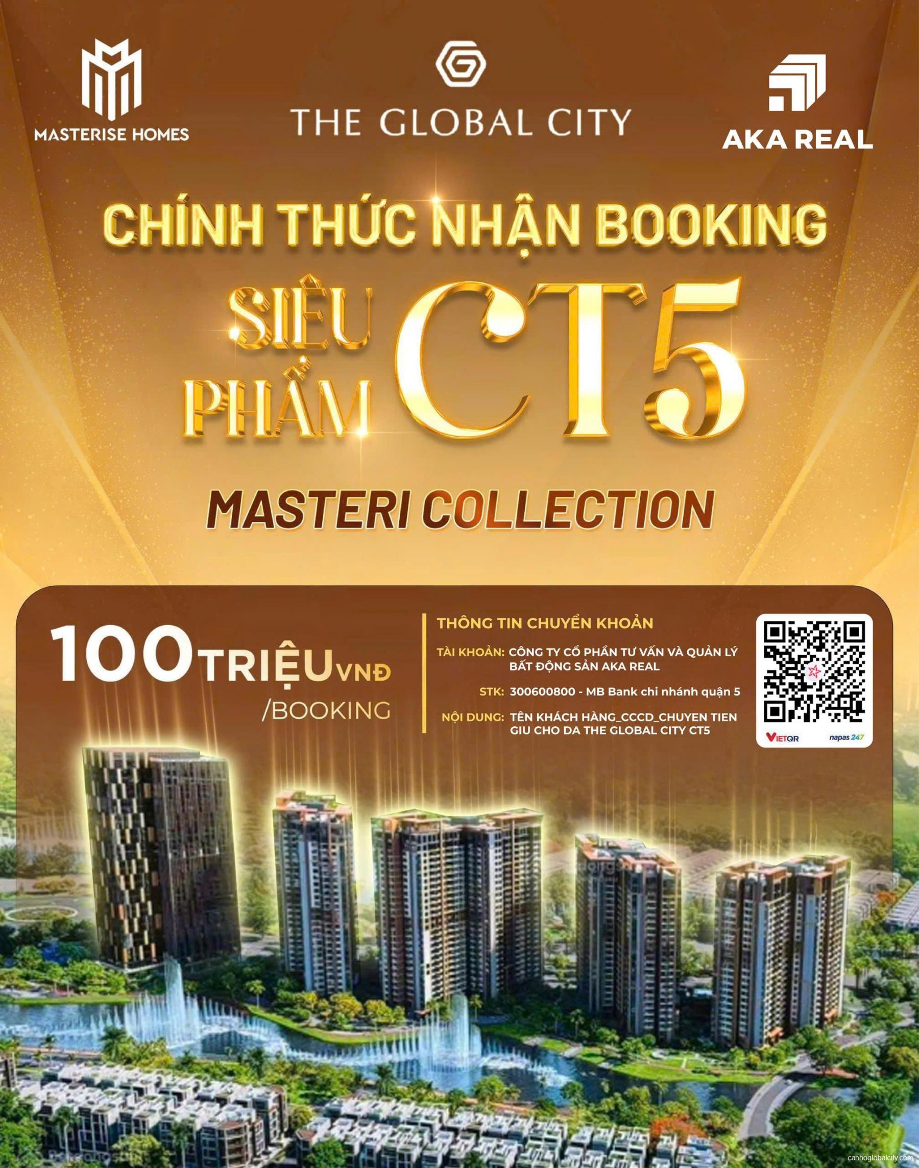 Booking căn hộ Masteri Park Place Ct5 The Global City