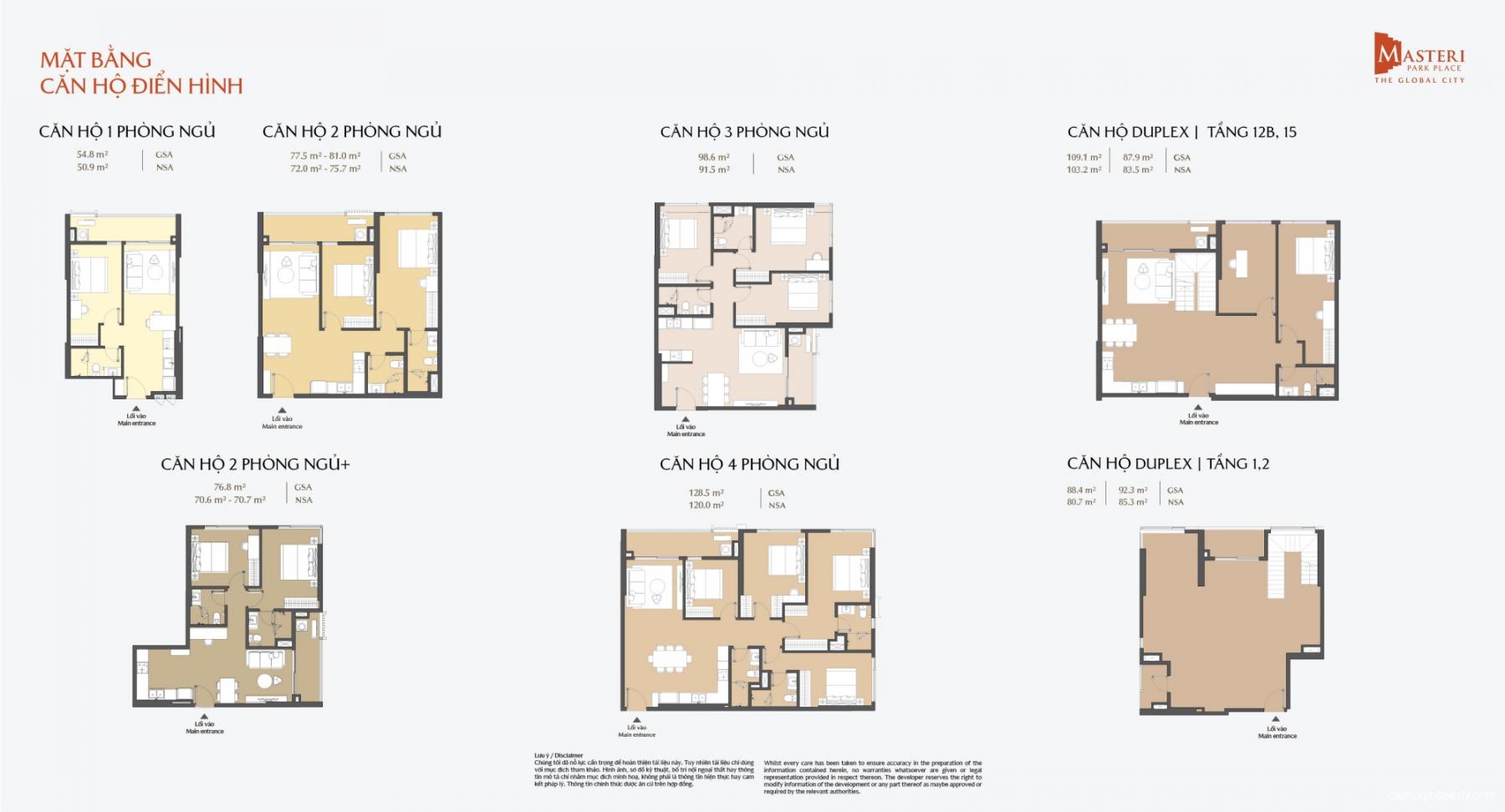 Mặt bằng Masteri Park Place CT5 Global City| Layout chi tiết