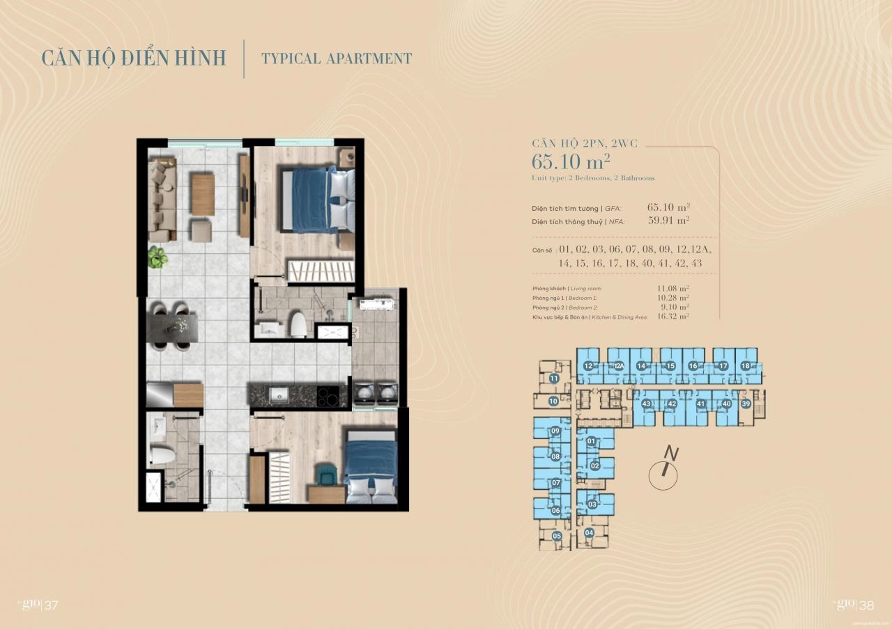 Chi Tiết Mặt Bằng, Layout Căn Hộ The Gió Riverside