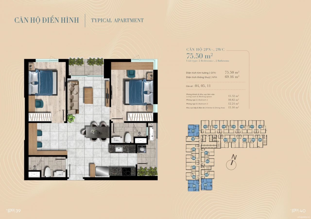 Chi Tiết Mặt Bằng, Layout Căn Hộ The Gió Riverside