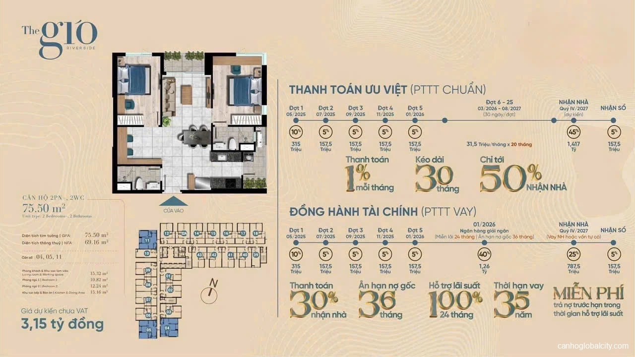 Giá Bán Căn Hộ The Gió Riverside – Chỉ Từ 40 Triệu/m² | Cơ Hội Đầu Tư Sinh Lời Cao