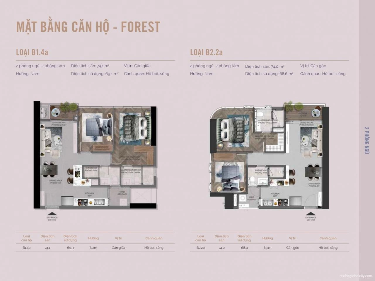 Layout căn hộ 2PN Eaton Park tháp A2