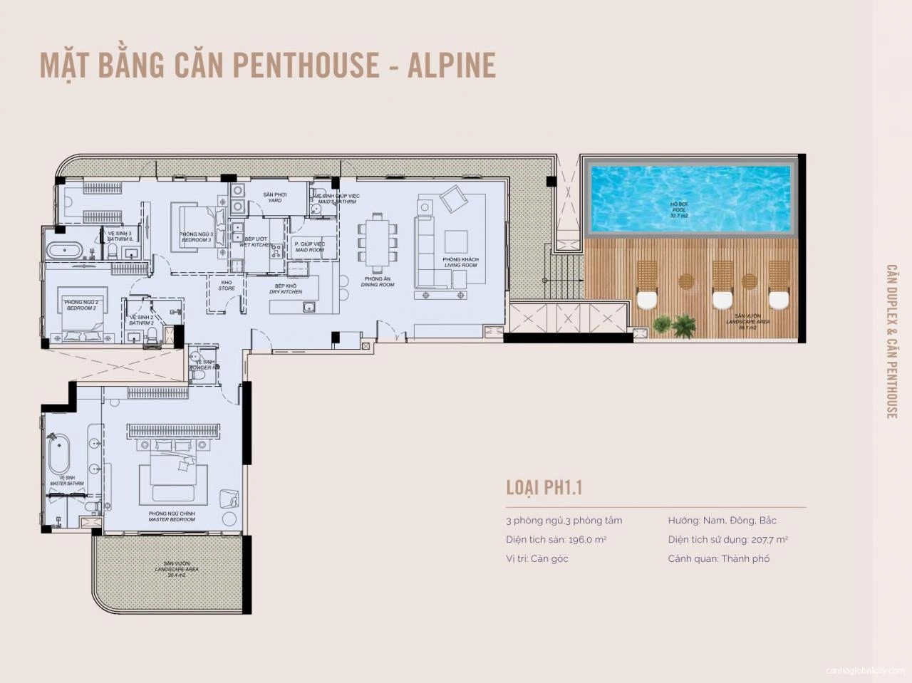 Layout Penthouse Eaton Park tháp A1