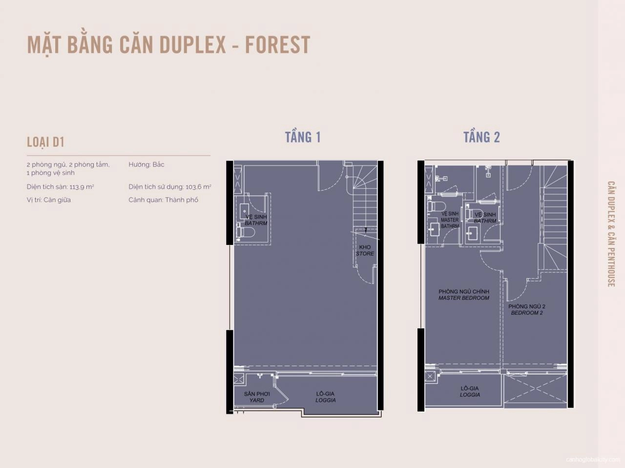 Layout căn hộ Duplex Eaton Park tháp A2