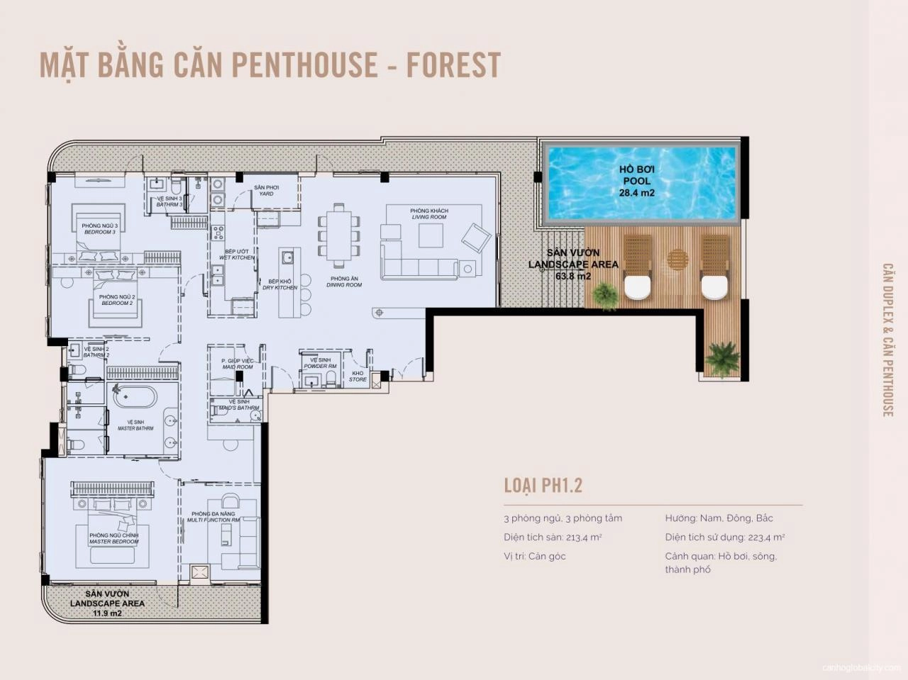 Layout Penthouse Eaton Park tháp A2