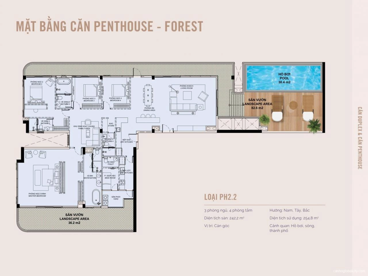 Layout Penthouse Eaton Park tháp A2