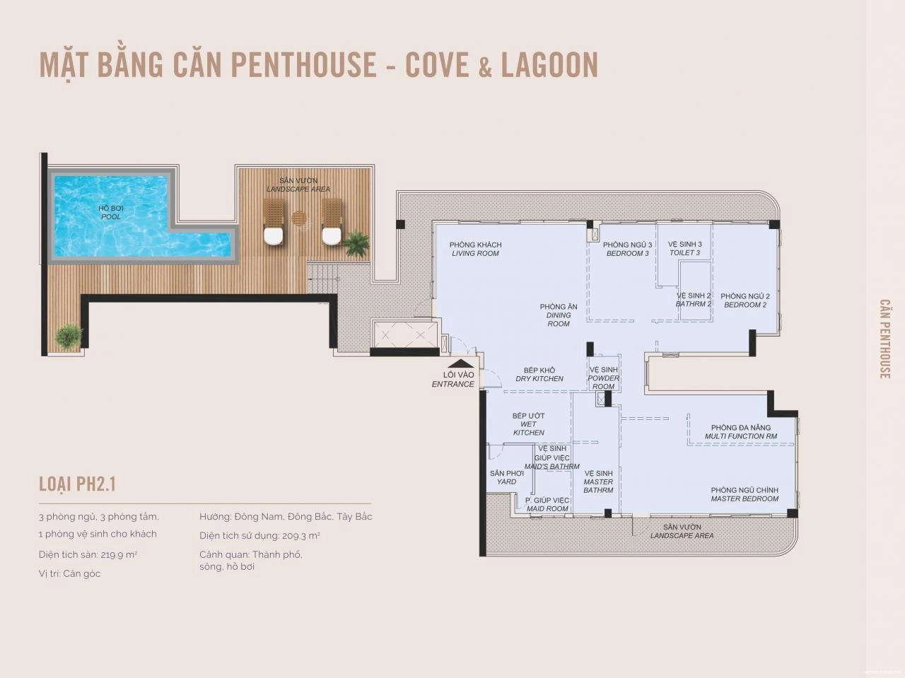 Layout Penthouse Eaton Park tháp A3, A4