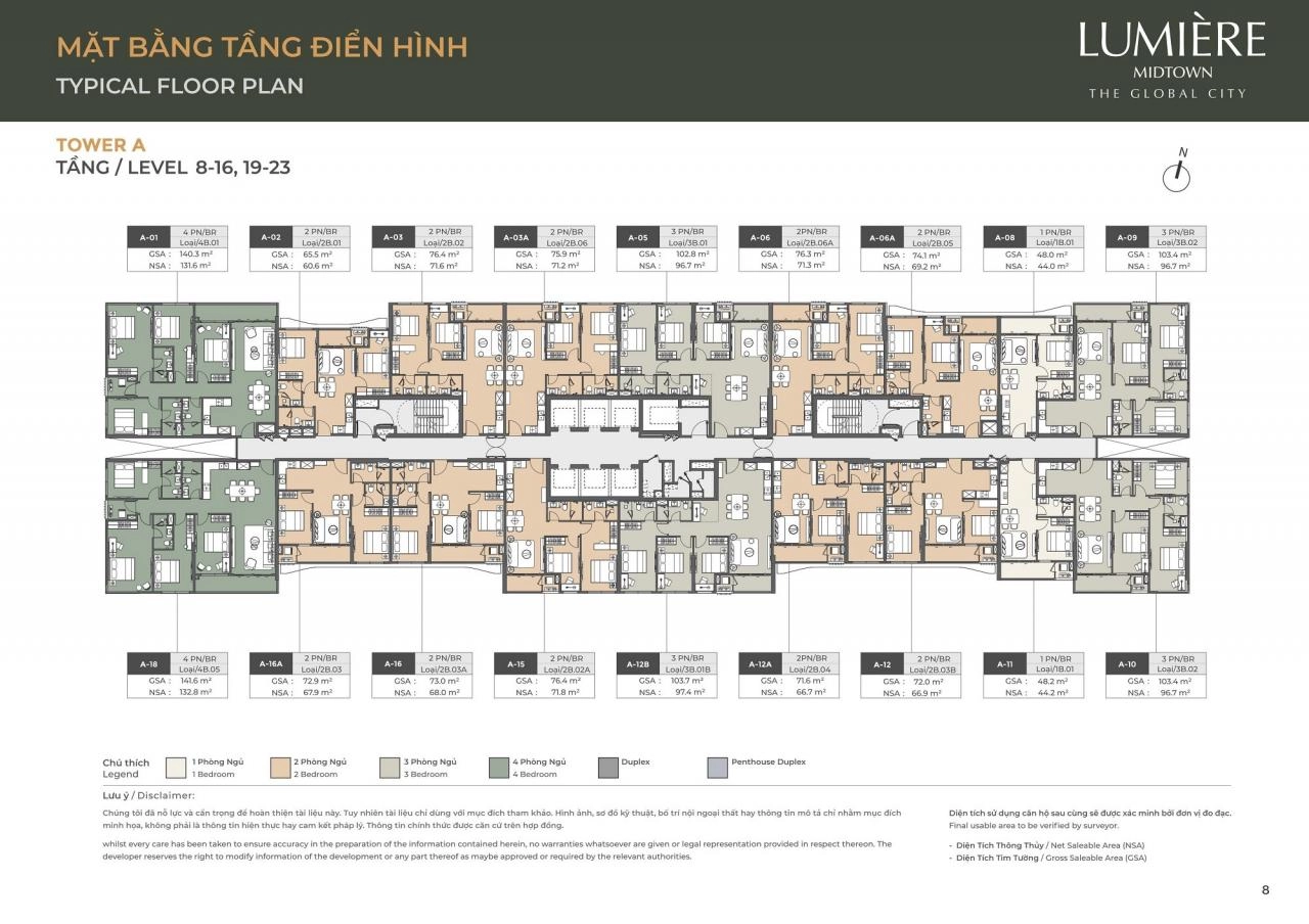 Mặt bằng căn hộ Lumière Midtown | Full Layout chi tiết