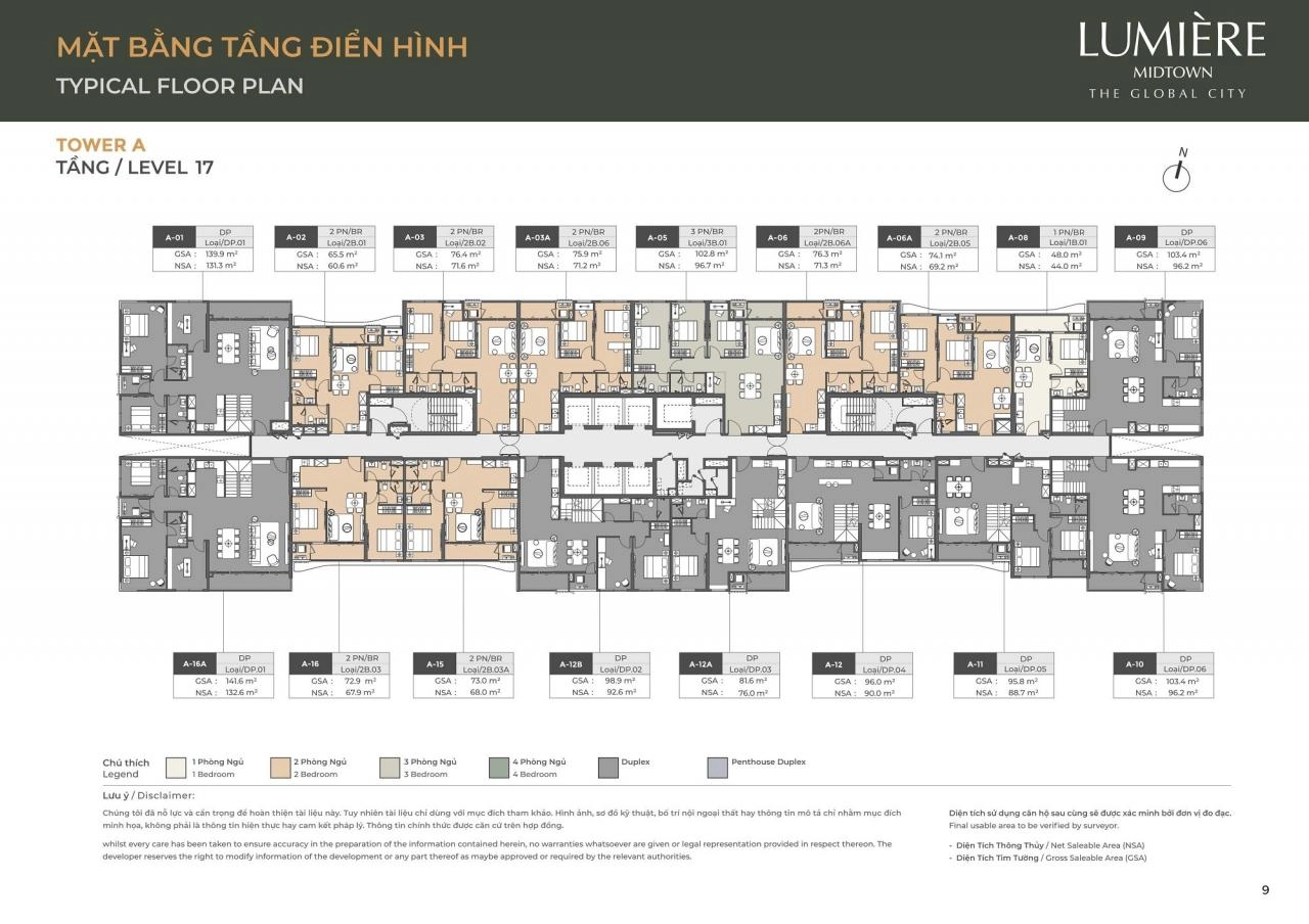 Mặt bằng căn hộ Lumière Midtown | Full Layout chi tiết