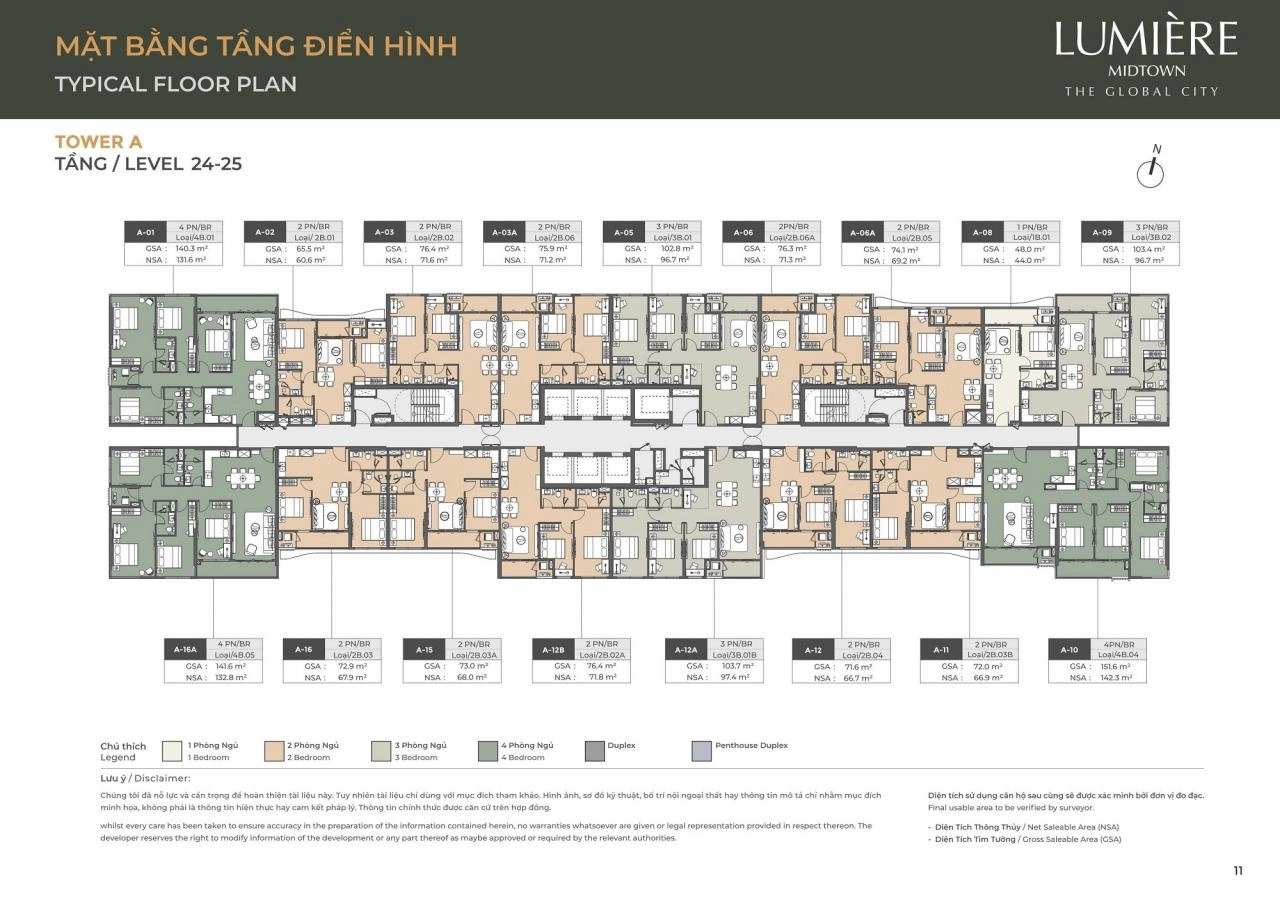 Mặt bằng căn hộ Lumière Midtown | Full Layout chi tiết