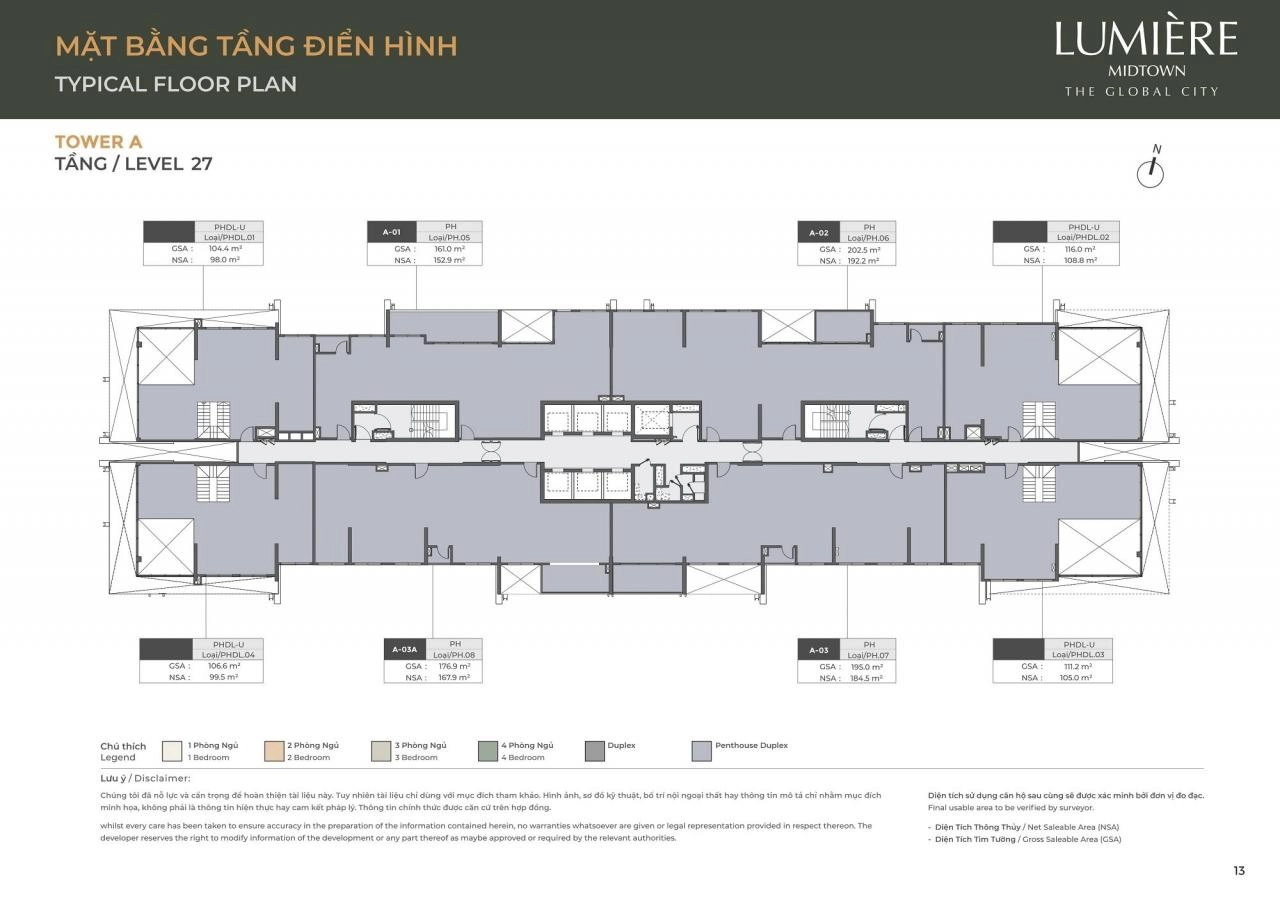 Mặt bằng căn hộ Lumière Midtown | Full Layout chi tiết