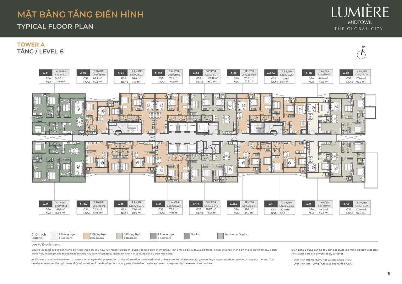 Mặt bằng căn hộ Lumière Midtown | Full Layout chi tiết