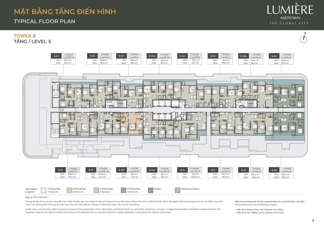 Mặt bằng căn hộ Lumière Midtown | Full Layout chi tiết