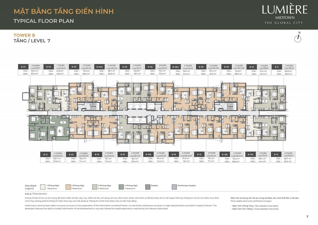 Mặt bằng căn hộ Lumière Midtown | Full Layout chi tiết