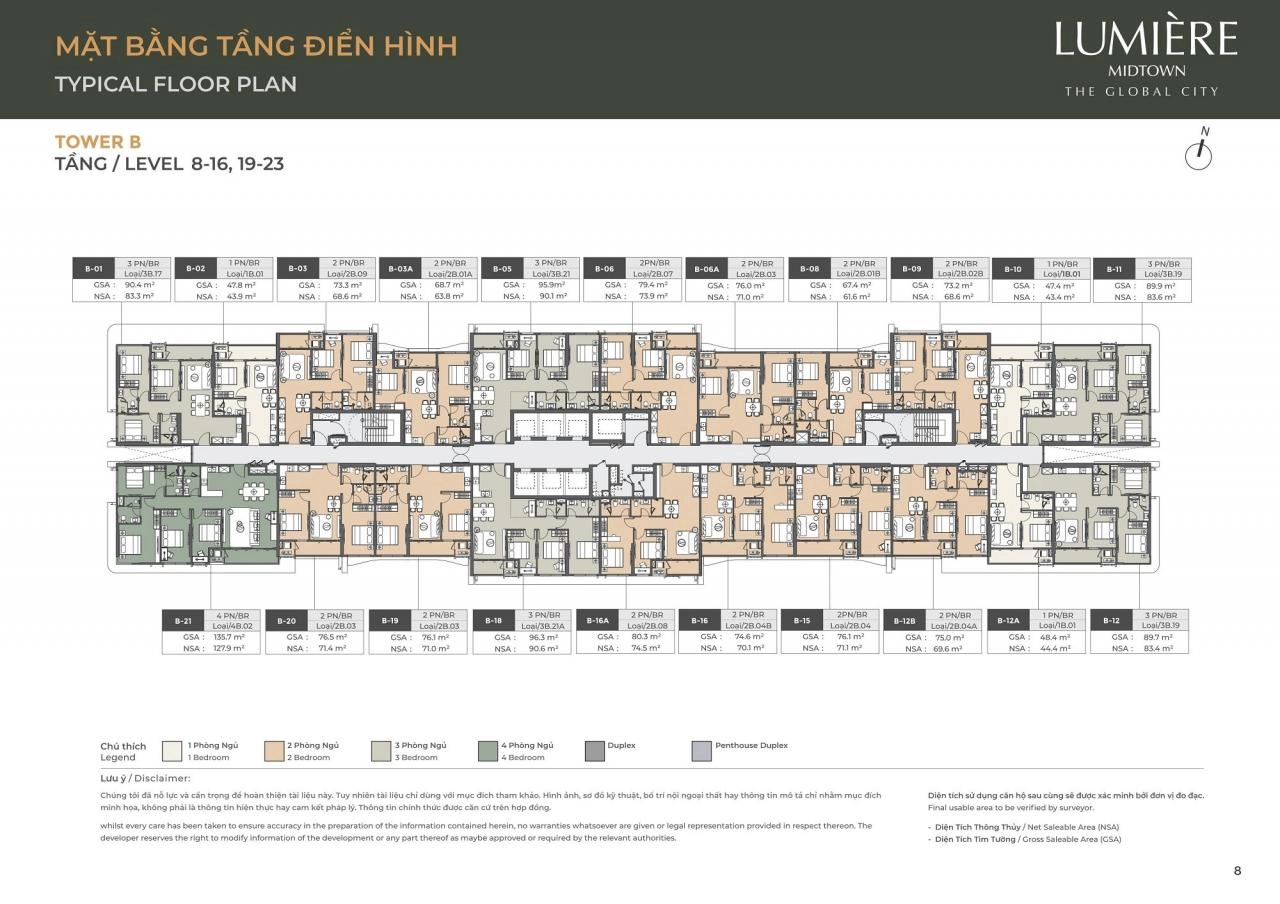 Mặt bằng căn hộ Lumière Midtown | Full Layout chi tiết