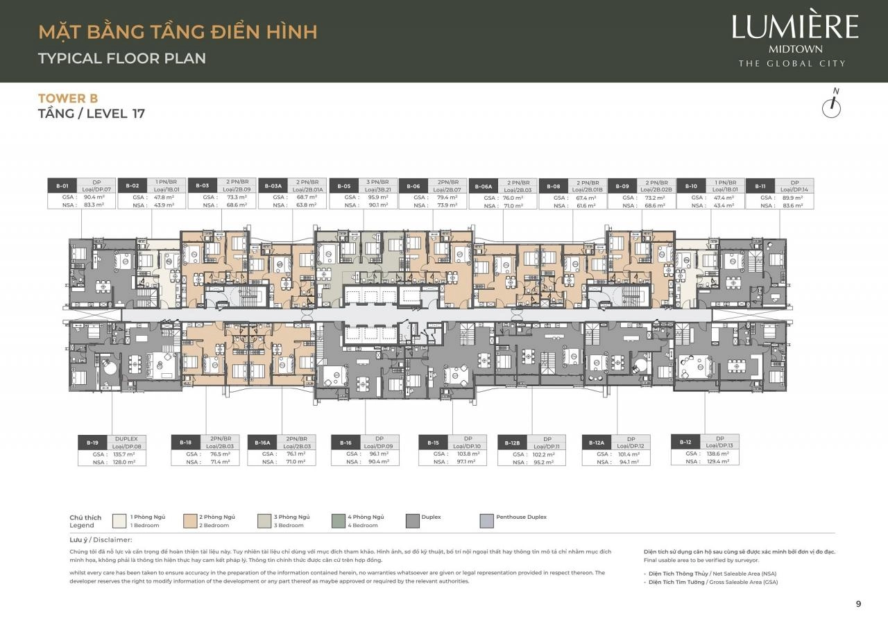 Mặt bằng căn hộ Lumière Midtown | Full Layout chi tiết
