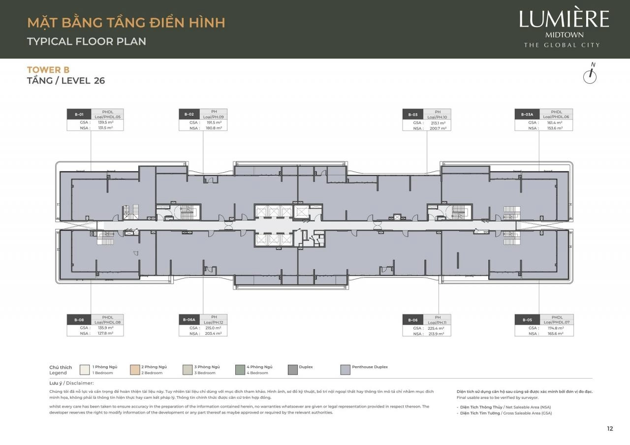 Mặt bằng căn hộ Lumière Midtown | Full Layout chi tiết
