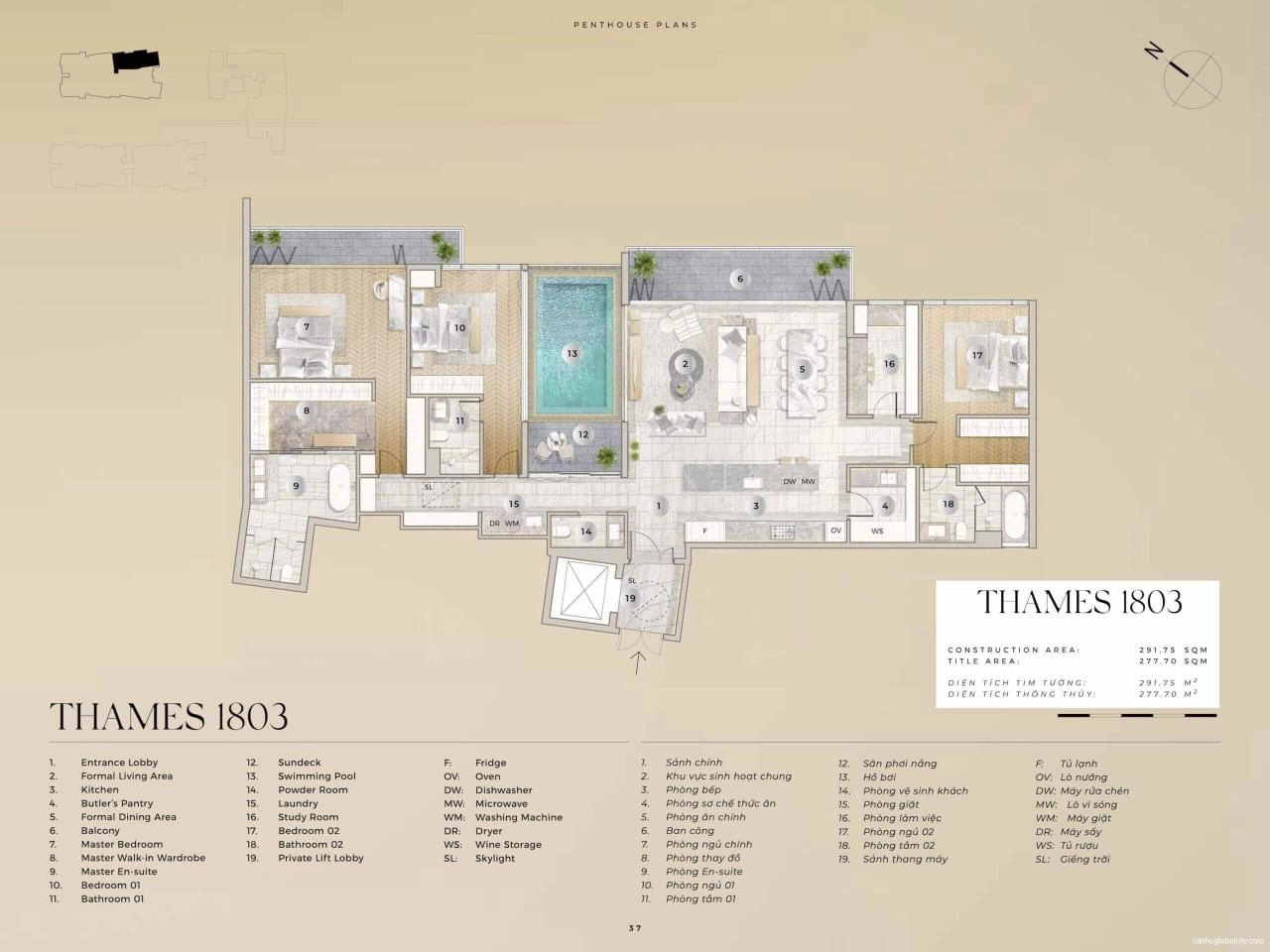 Mặt bằng căn hộ The River Thủ Thiêm | Full layout chi tiết