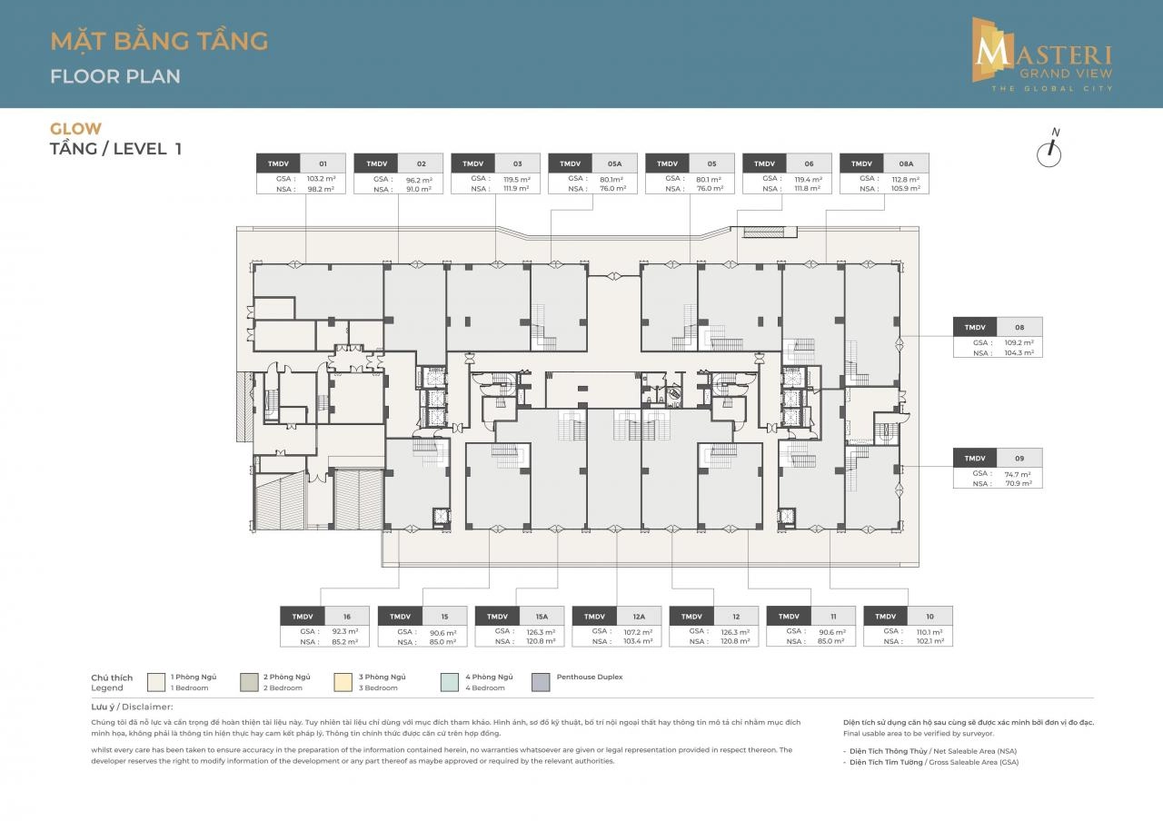Mặt bằng căn hộ Masteri Grand View | Full Layout chi tiết