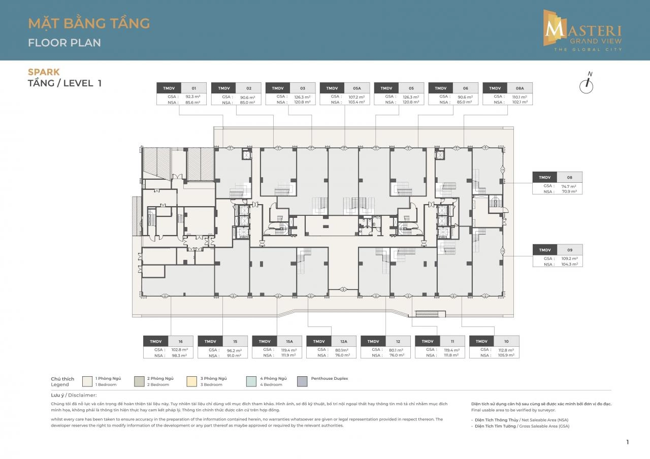 Mặt bằng căn hộ Masteri Grand View | Full Layout chi tiết