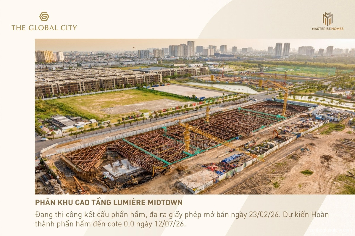 Cập nhật tiến độ The Global City tháng 3/2026 mới nhất